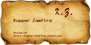 Kopper Zamfira névjegykártya